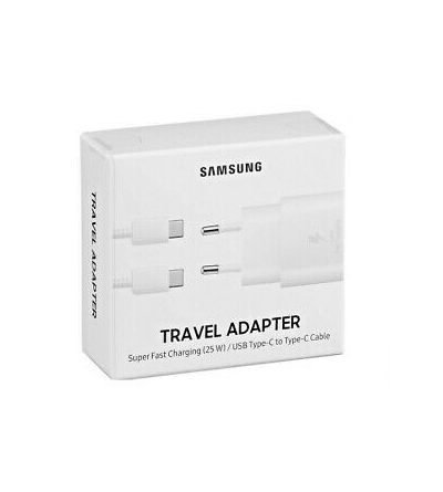 8801643979379 TRAVEL ADAPTER SAMSUNG SUPER FAST CHARGING 25W + CAVO USB Type-C TO Type-C WHITE (EP-TA800XWEGWW)