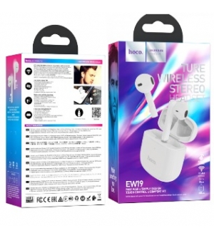 AURICOLARI HOCO WIRELESS BLUETOOTH EW19 WHITE CON CUSTODIA DI RICARICA (BT v5.3)