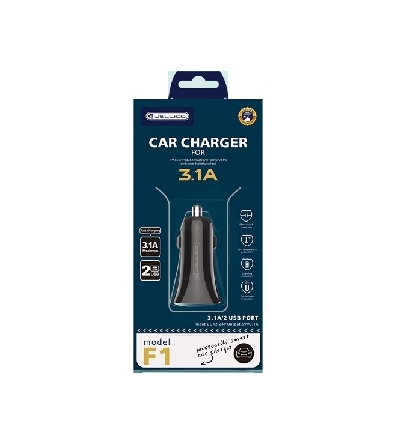 6973771106780 JELLICO Car Charger F1 3.1A 2xUSB-A BLACK