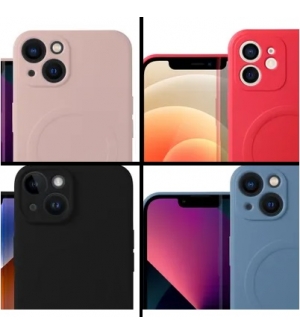 Cover in Silicone MAGNETICA con protezione fotocamera PER iPhone 14 Plus Black