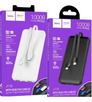 6942007608046 HOCO J118 - POWER BANK 10.000mAh BLACK CON CAVO TYPE- E LIGHTNING