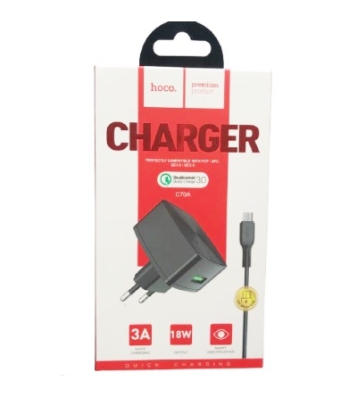 C70AMICROUSB HOCO C70 QC WALL CHARGER 18W 3.0A MICRO USB