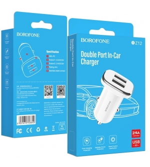 6931474708649 BOROFONE ALIMENTATORE AUTO "LASTING POWER" WHT. 2X USB 5V 2.4A