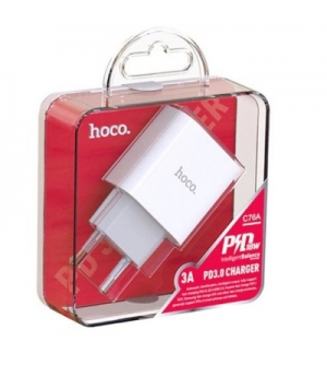 6931474722553 HOCO C76A ALIMENTATORE RETE PD 3.0 CHARGER 18W 3A WHITE - 1x USB TYPE-C (QC3/FCP/AFC)