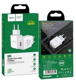 6931474728814 HOCO N2 ALIMENTATORE RETE WHITE 1x USB 5V 2.1A CHARGER