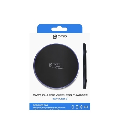 PRIO FAST CHARGE WIRELESS 15W (USB-C) BLACK