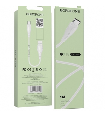 6931474700421 BOROFONE BX18 LIGHTNING CABLE 1M WHITE