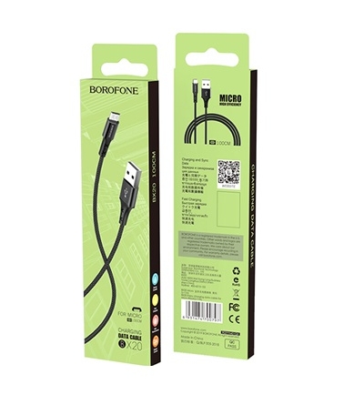 6931474700797 BOROFONE BX20 MICRO USB CABLE NYLON 1M BLACK