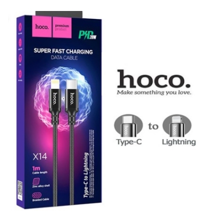 6931474752192 HOCO X14 NYLON SPEED 20W TYPE-C TO LIGHTNING CHARGING CABLE 1M BLACK