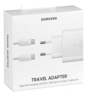 8806090104473 TRAVEL ADAPTER SAMSUNG SUPER FAST CHARGING 45W + CAVO USB Type-C TO Type-C WHITE (EP-TA845XWEGWW)